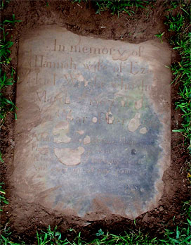 Photograph of Hannah Wright's tombstone, Colonial Cemetery, Westfield, Union County, New Jersey